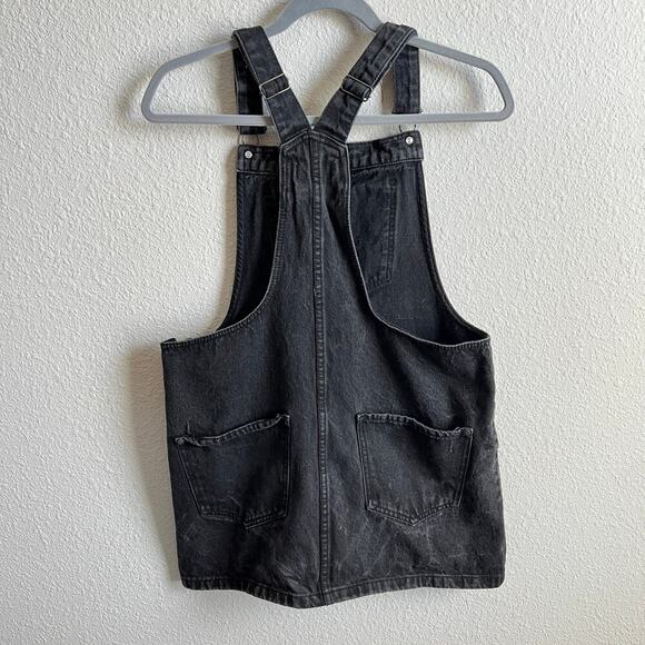 Forever 21 Black Mini Denim Overall Dress Women's M Country Western - Picture 4 of 5